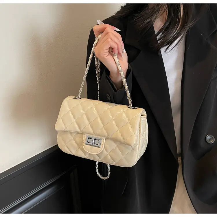 Women's Cream Textured Rhombus Crossbody Bag — feature 17