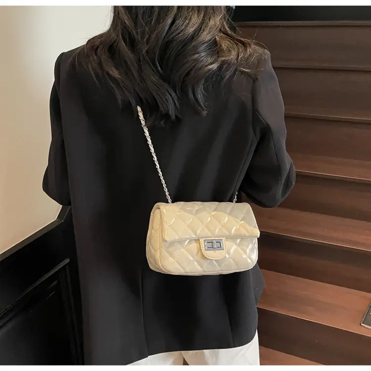 Women's Cream Textured Rhombus Crossbody Bag — feature 18