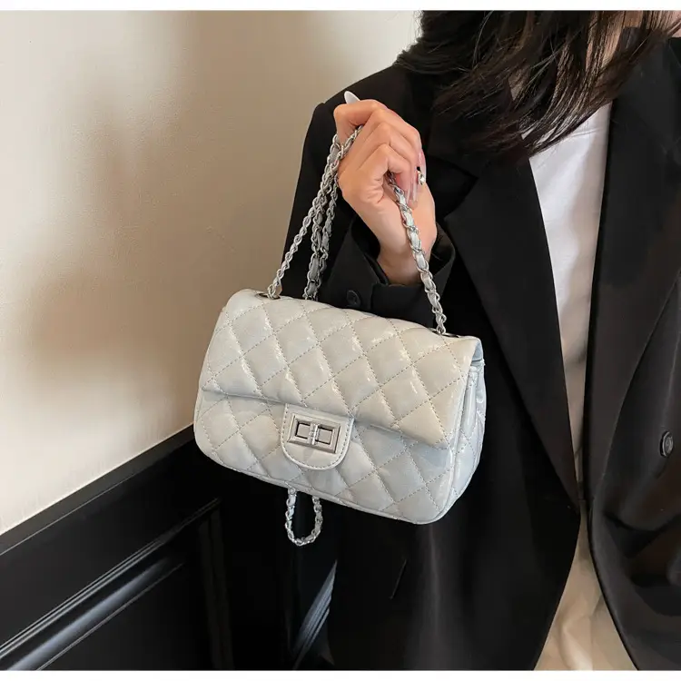 Women's Cream Textured Rhombus Crossbody Bag — feature 19