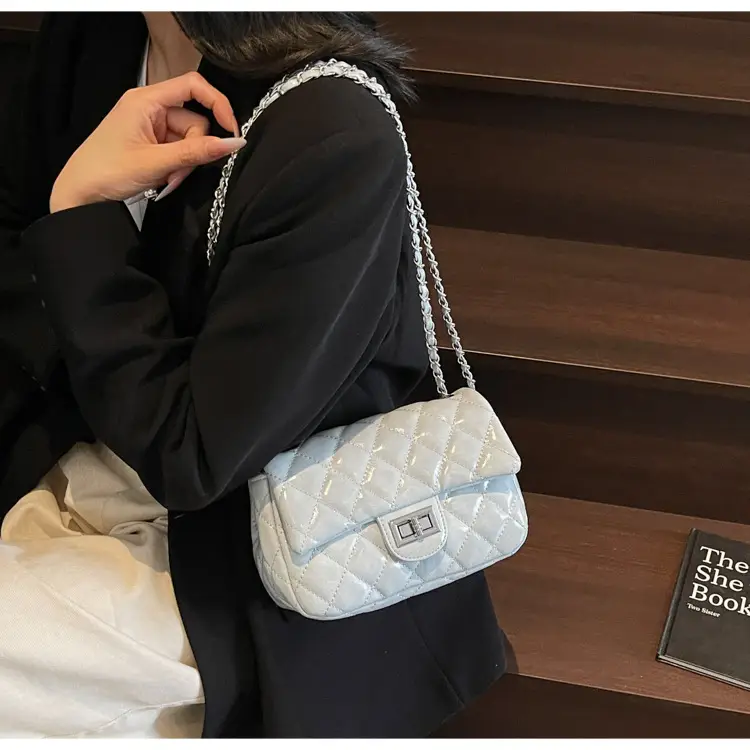 Women's Cream Textured Rhombus Crossbody Bag — feature 21