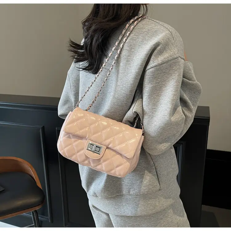 Women's Cream Textured Rhombus Crossbody Bag — feature 22