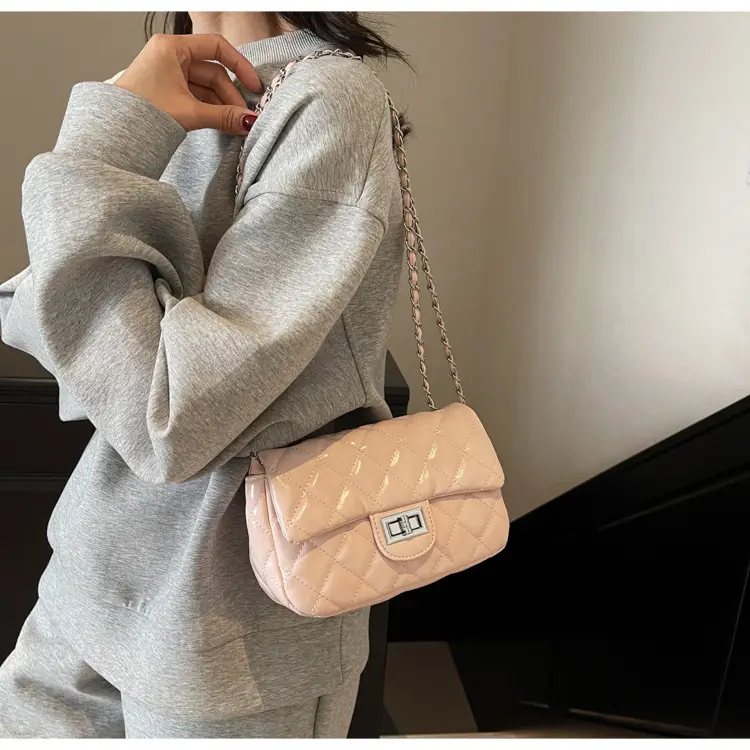 Women's Cream Textured Rhombus Crossbody Bag — feature 23