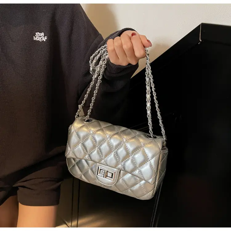 Women's Cream Textured Rhombus Crossbody Bag — feature 24