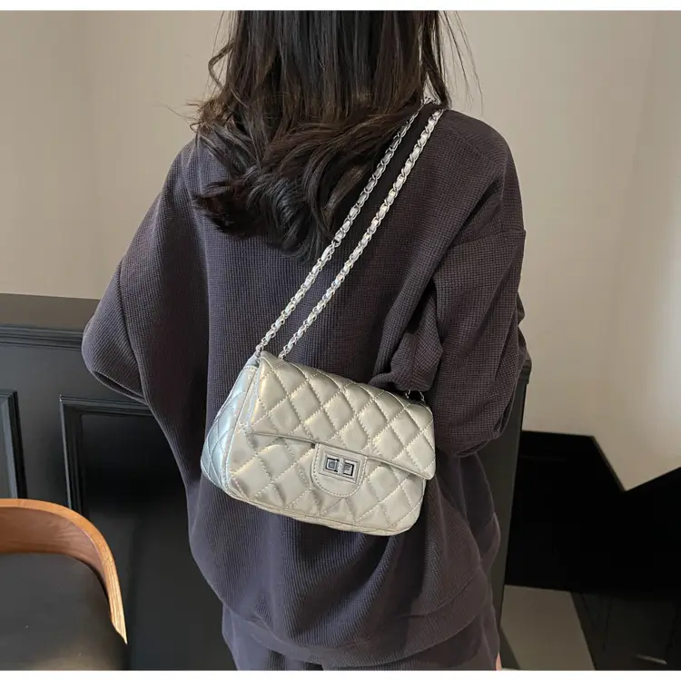 Women's Cream Textured Rhombus Crossbody Bag — feature 25