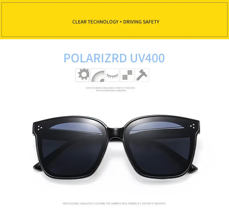 Black Square UV Sunglasses for Men Women — feature 5