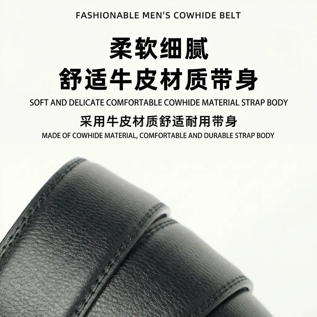 Men's Brown Leather Belt Wallet with Automatic Buckle — feature 9
