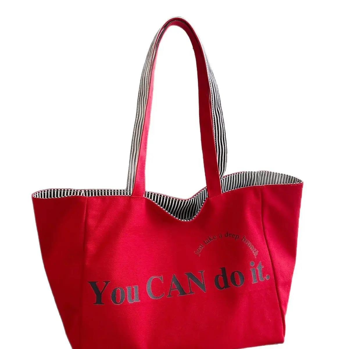Women's Pink Striped Canvas Shoulder Bag "Be Well" — feature 22