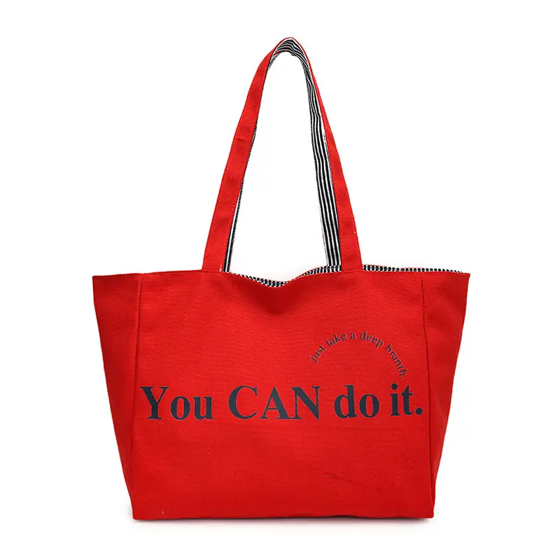 Women's Pink Striped Canvas Shoulder Bag "Be Well" — feature 3