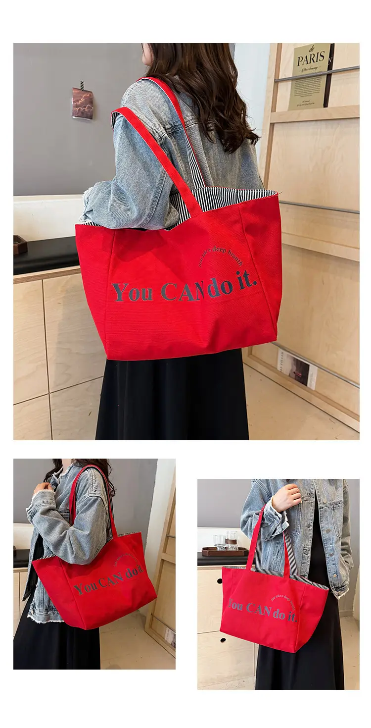 Women's Pink Striped Canvas Shoulder Bag "Be Well" — feature 33