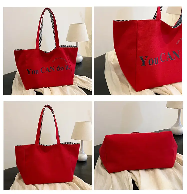 Women's Pink Striped Canvas Shoulder Bag "Be Well" — feature 36