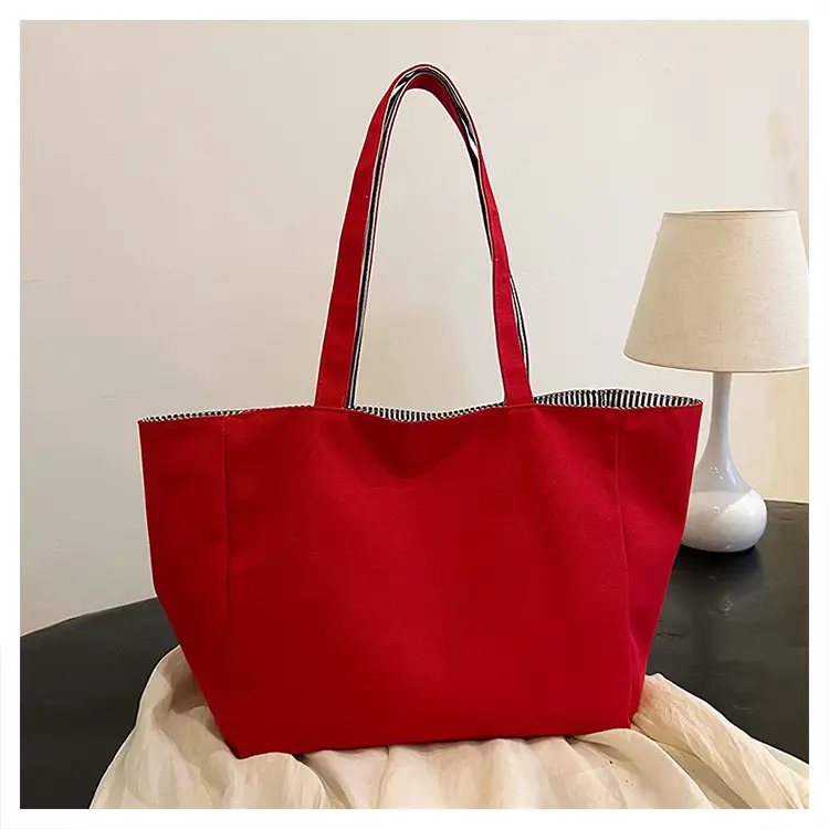 Women's Pink Striped Canvas Shoulder Bag "Be Well" — feature 37
