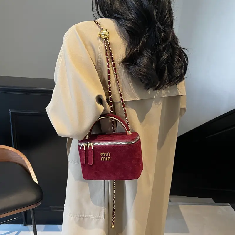 2025 New Minnotti Brown Suede Shoulder Bag - Image 9