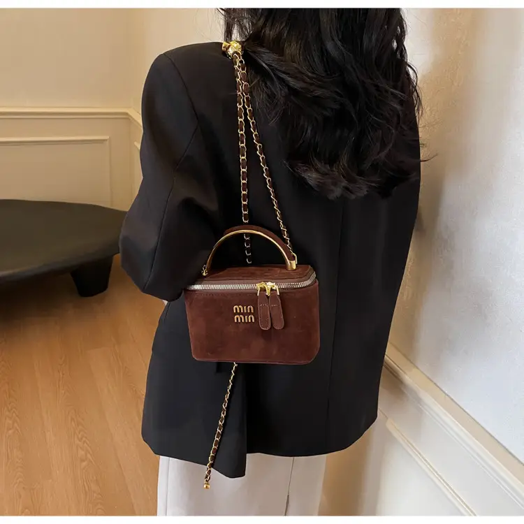 2025 New Minnotti Brown Suede Shoulder Bag — feature 29