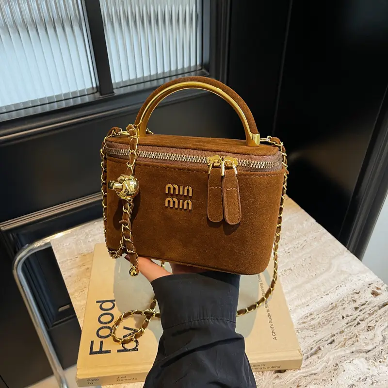 2025 New Minnotti Brown Suede Shoulder Bag - Image 2