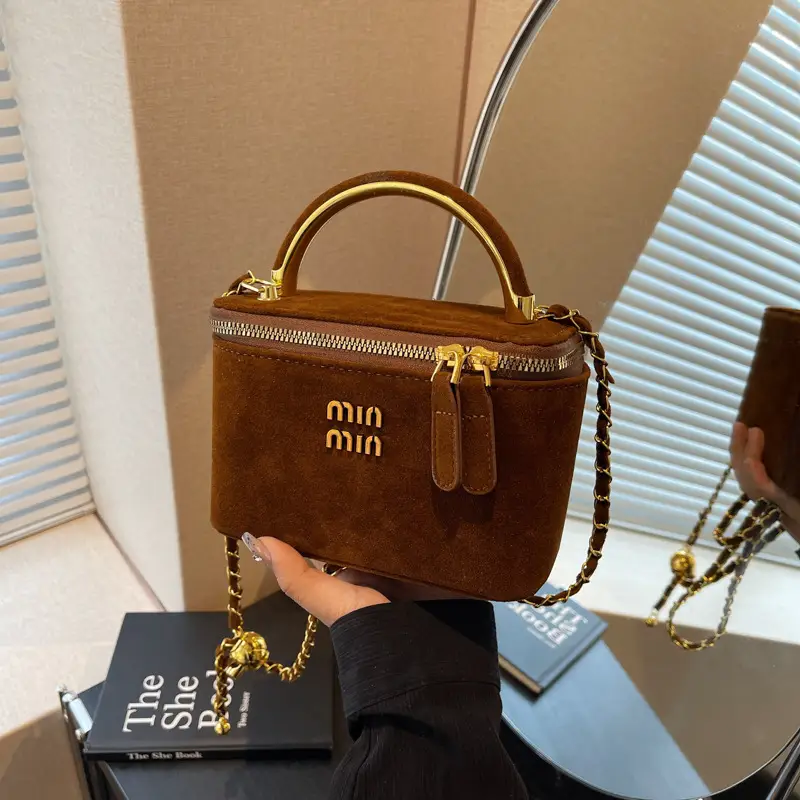 2025 New Minnotti Brown Suede Shoulder Bag - Image 5