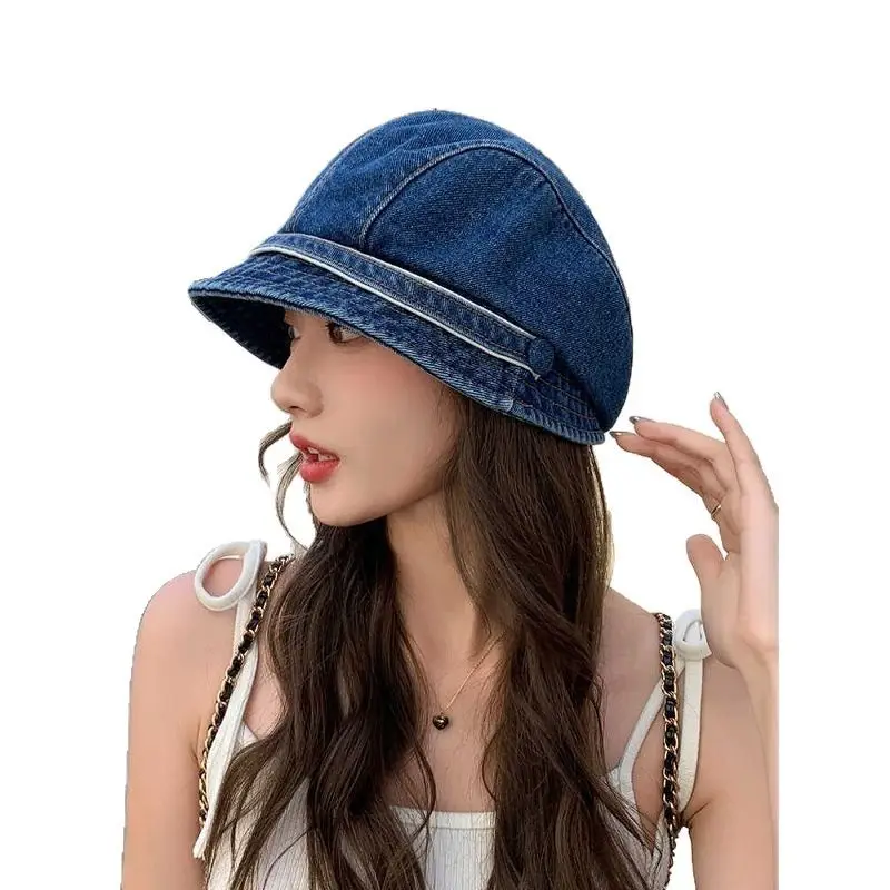 Women Retro Denim Duckbill Slouchy Beanie Spring Summer - Image 7