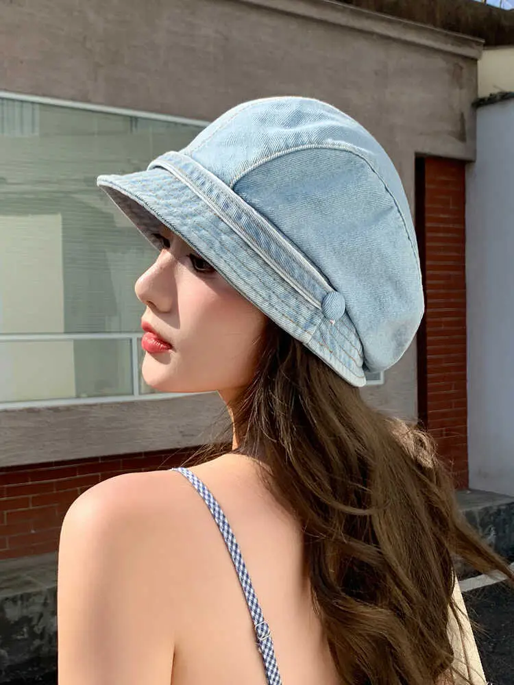 Women Retro Denim Duckbill Slouchy Beanie Spring Summer — feature 6