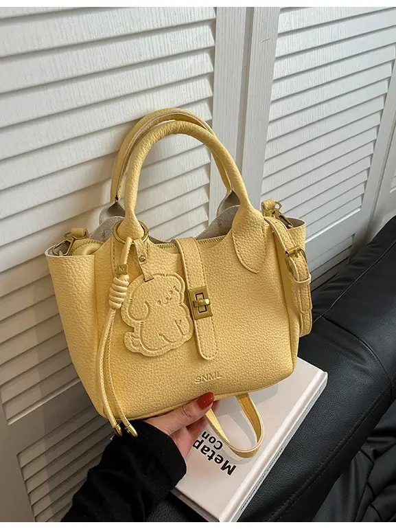 Women Crossbody Bag Yellow Leather 2026 Summer - Image 9