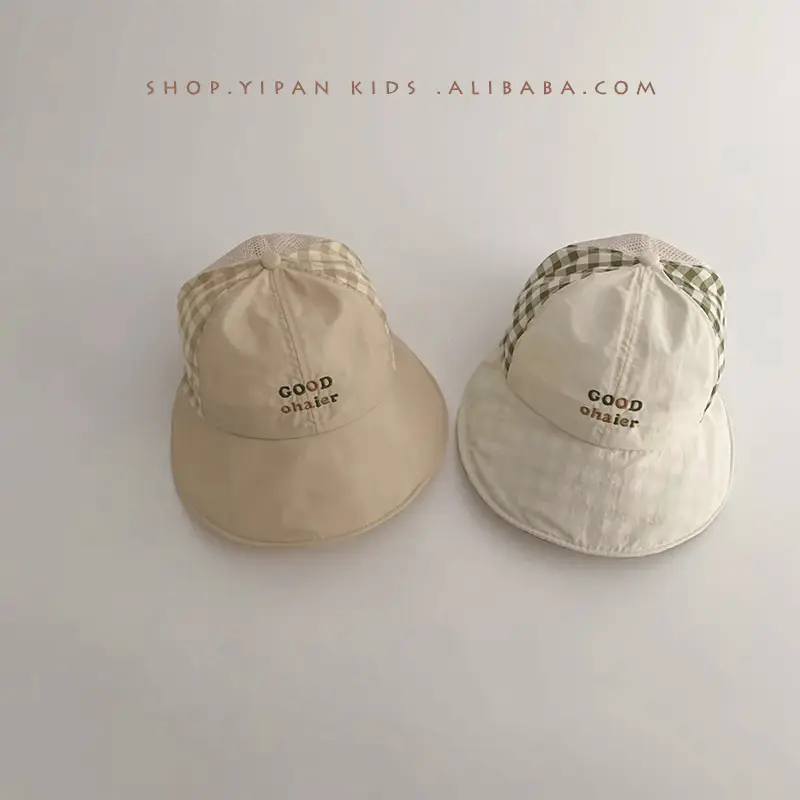 2 Pcs Plaid Mesh Sun Hats for Kids 2025 - Image 2