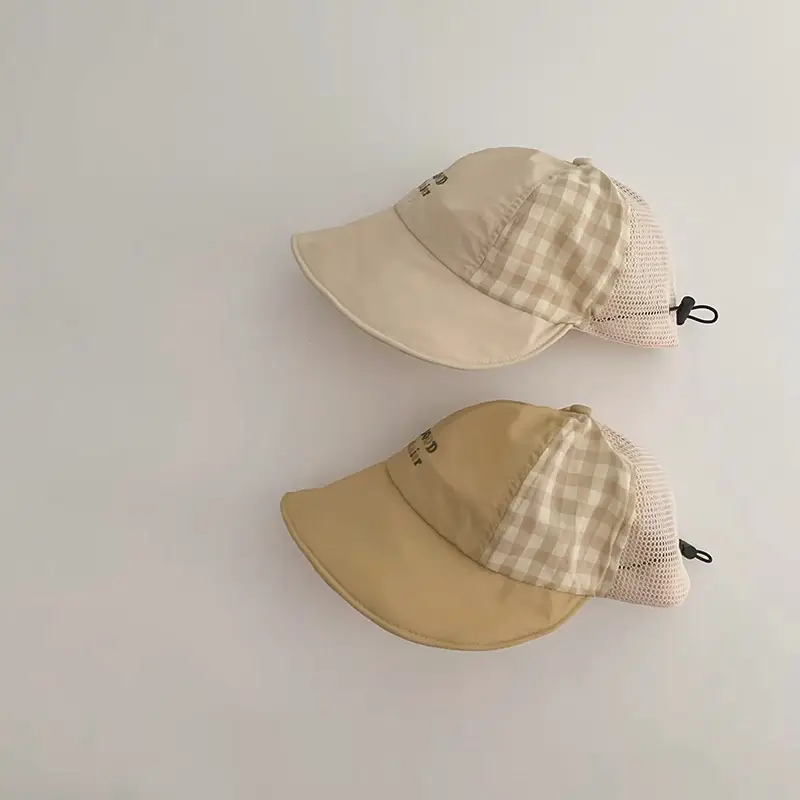 2 Pcs Plaid Mesh Sun Hats for Kids 2025 - Image 3