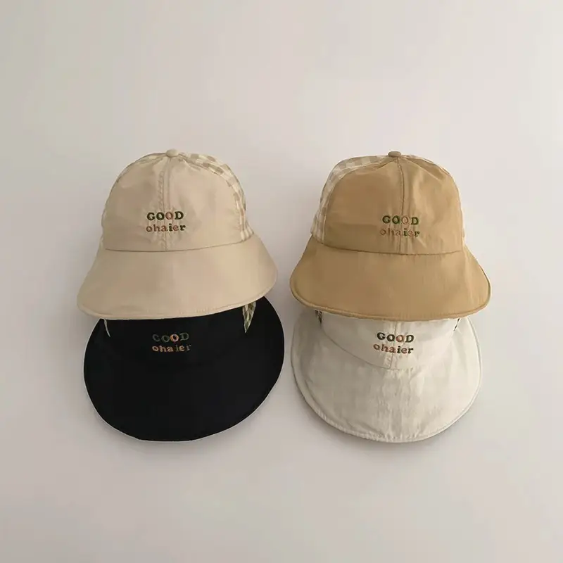 2 Pcs Plaid Mesh Sun Hats for Kids 2025 - Image 4