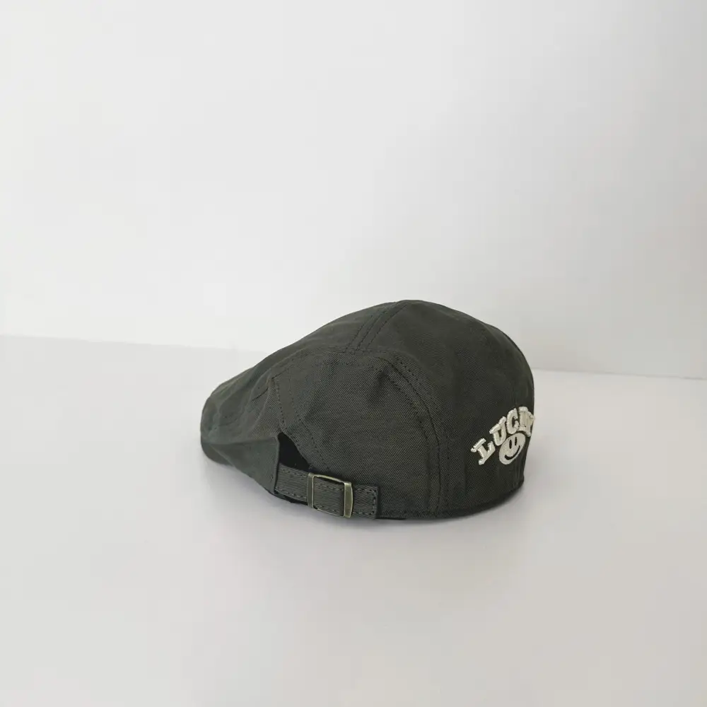 Children's Maroon Embroidered Beret Hat Forward Wear - Image 5