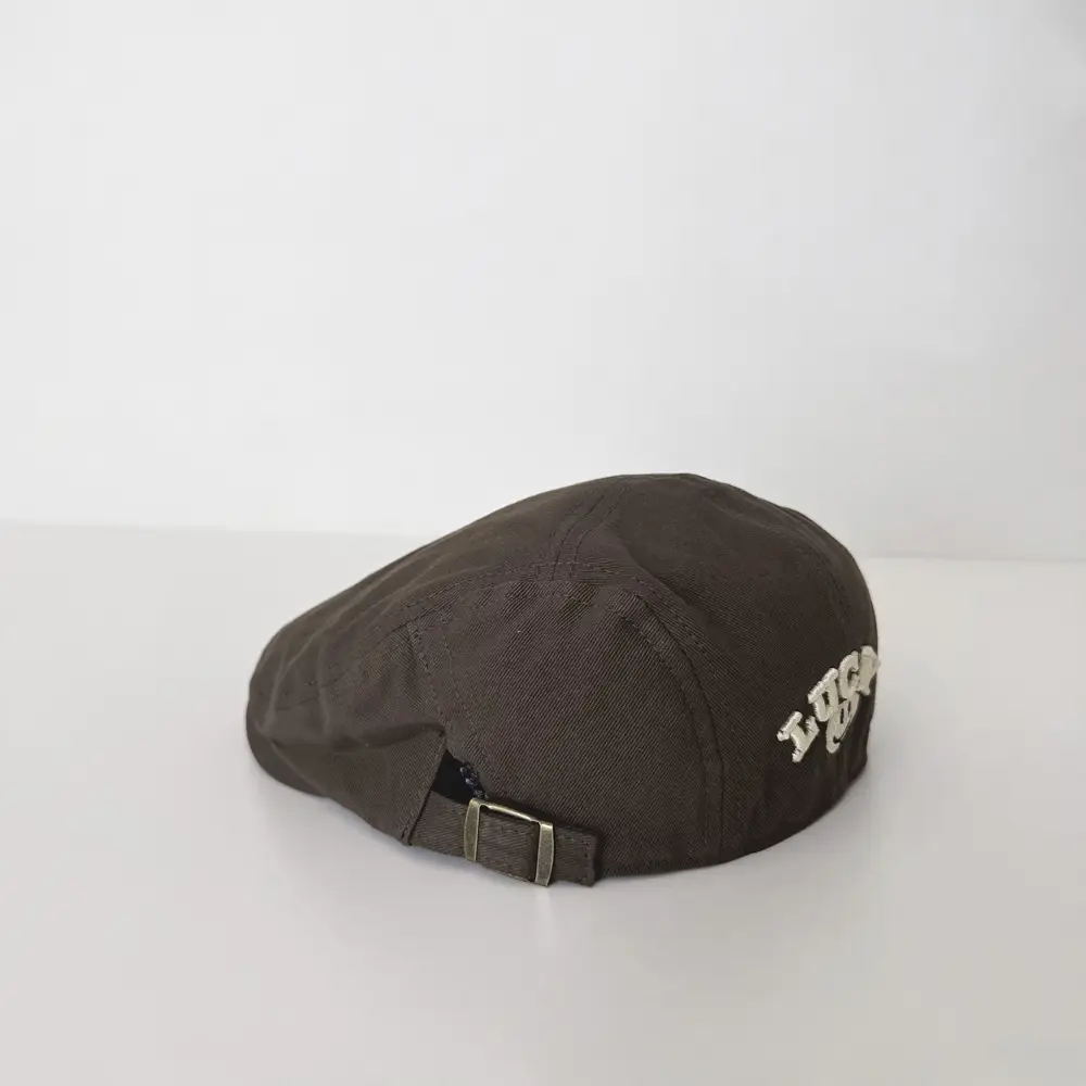 Children's Maroon Embroidered Beret Hat Forward Wear - Image 7