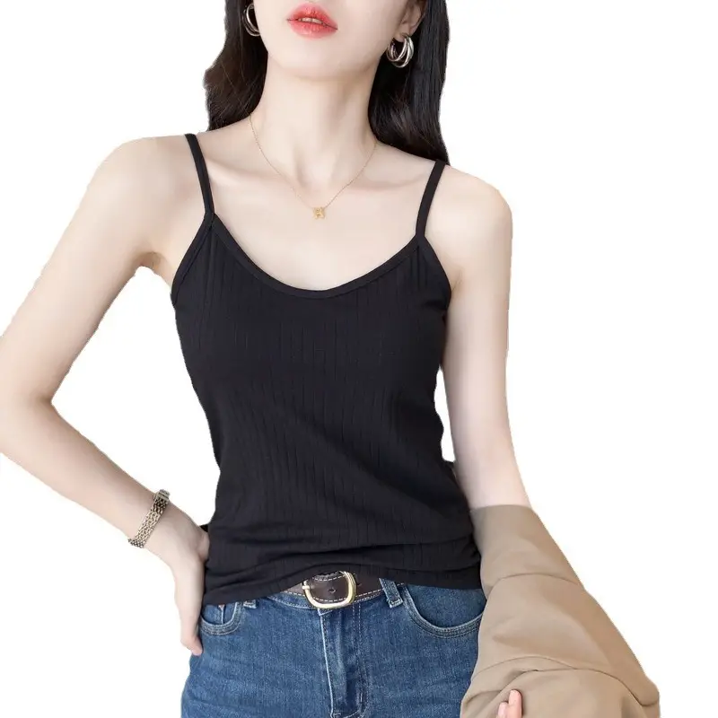 Women's Camisole 40-Count Pure Cotton Slim Fit Versatile Inner and Outer Wear Base Shirt Summer Fashion Versatile Top - Image 11