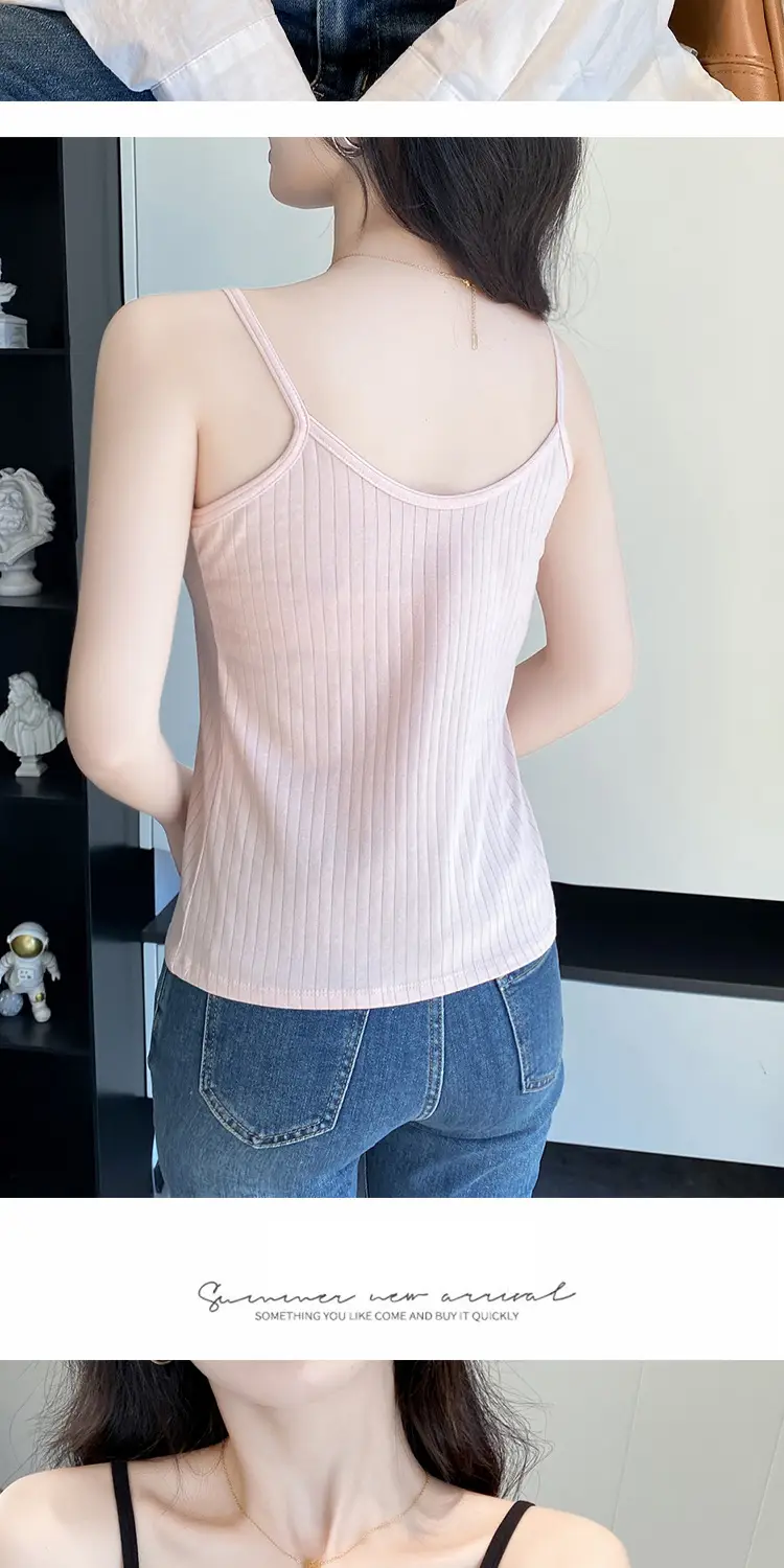 Women's Camisole 40-Count Pure Cotton Slim Fit Versatile Inner and Outer Wear Base Shirt Summer Fashion Versatile Top — feature 11