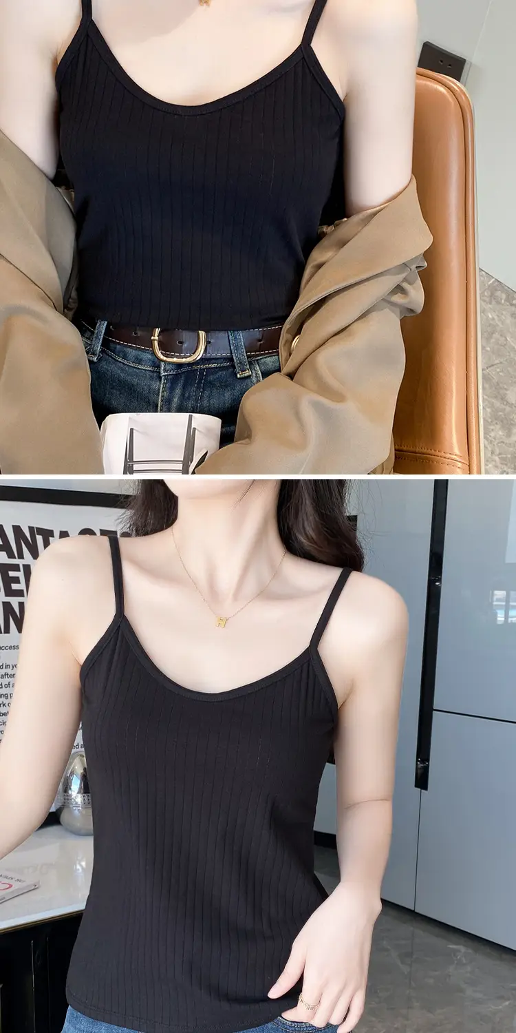 Women's Camisole 40-Count Pure Cotton Slim Fit Versatile Inner and Outer Wear Base Shirt Summer Fashion Versatile Top — feature 12