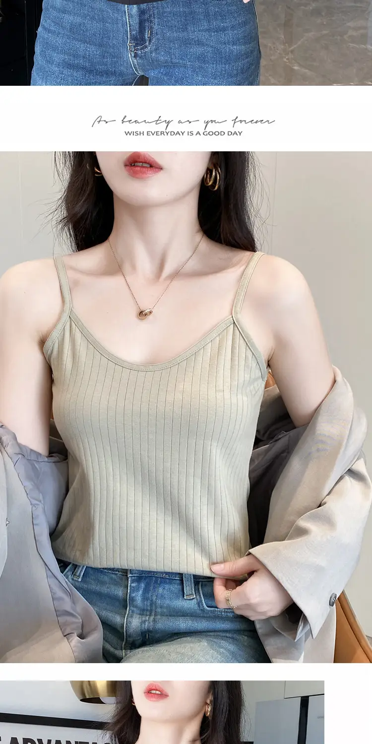 Women's Camisole 40-Count Pure Cotton Slim Fit Versatile Inner and Outer Wear Base Shirt Summer Fashion Versatile Top — feature 13