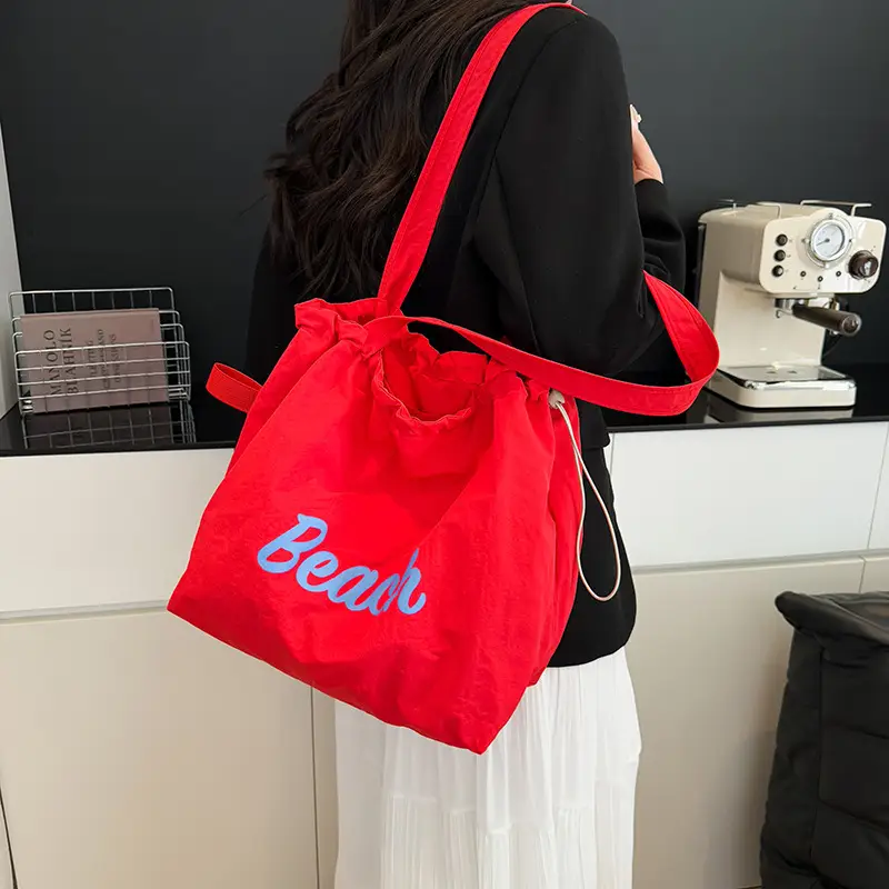 Red Printed Lazy Tote Bag for Women - Image 8