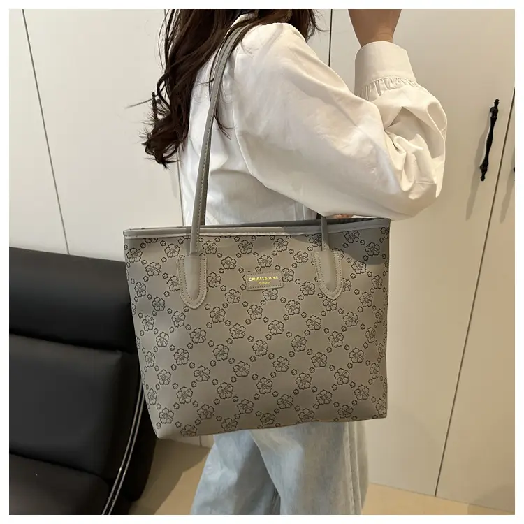 Women's 2-Piece Embossed Tote Bag Set White — feature 12