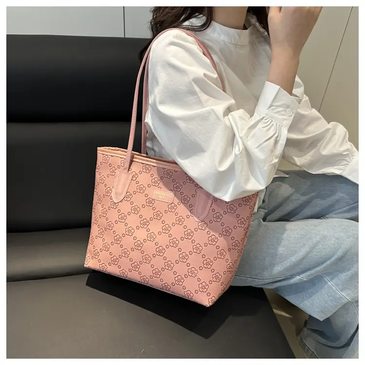 Women's 2-Piece Embossed Tote Bag Set White — feature 15