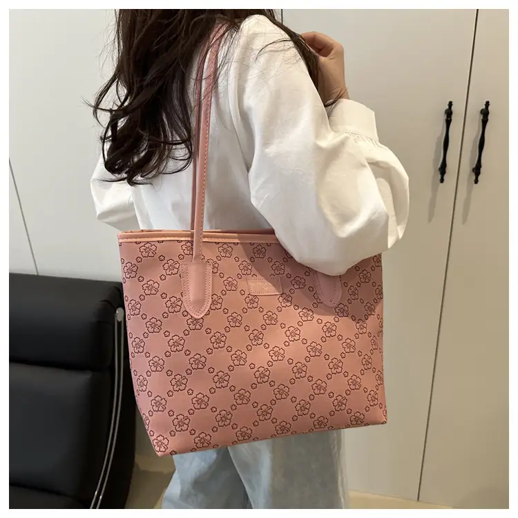 Women's 2-Piece Embossed Tote Bag Set White — feature 16