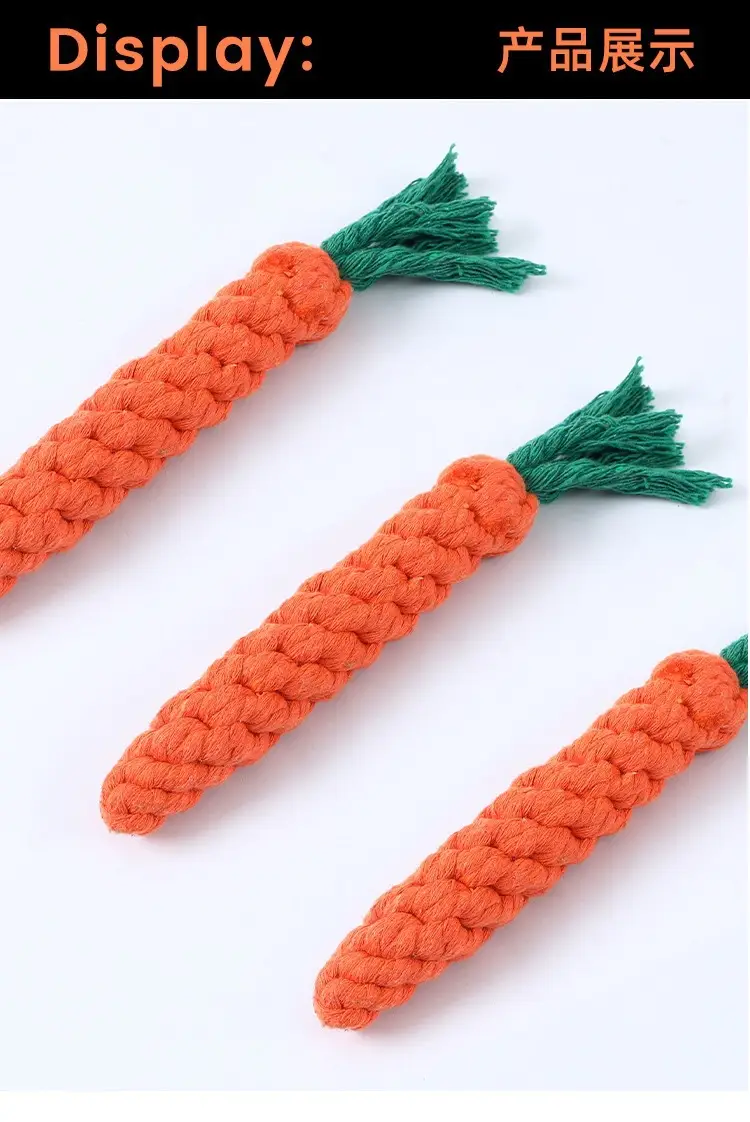 Pet Teething Toy Rope Knot Dog Self-Pleasure Toy Braided Carrot Cotton Rope Bite-Resistant Tooth Cleaning Dog Toy Wholesale — feature 7