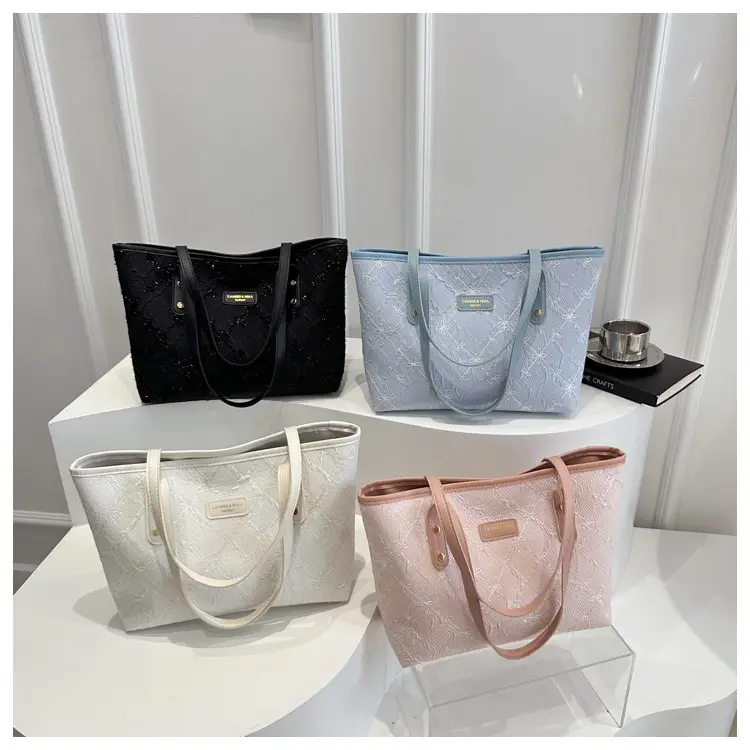 Women's Large Capacity Embossed Tote Bag Beige — feature 20