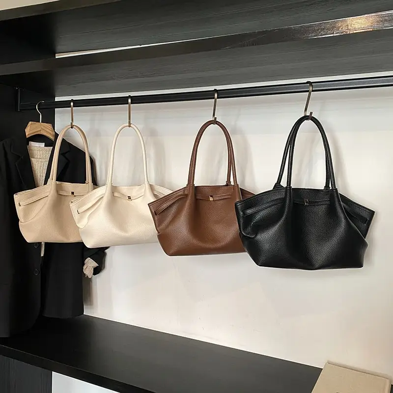 Hand-Carrying Fashionable Large-Capacity Tote Bag 2025 New Trendy Fashionable Textured Pleated Shoulder Bag for Work and Commuting Women's Bag - Image 7