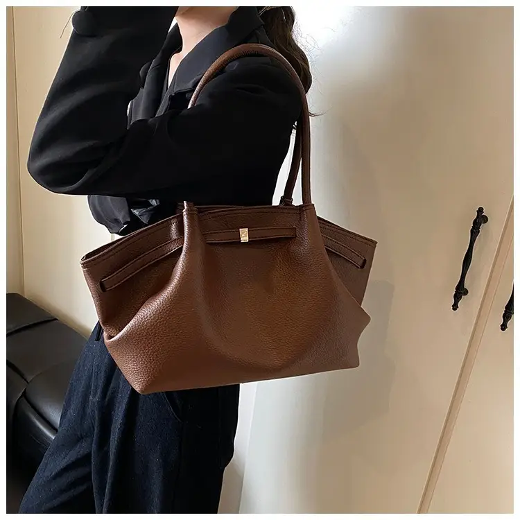 Hand-Carrying Fashionable Large-Capacity Tote Bag 2025 New Trendy Fashionable Textured Pleated Shoulder Bag for Work and Commuting Women's Bag — feature 10