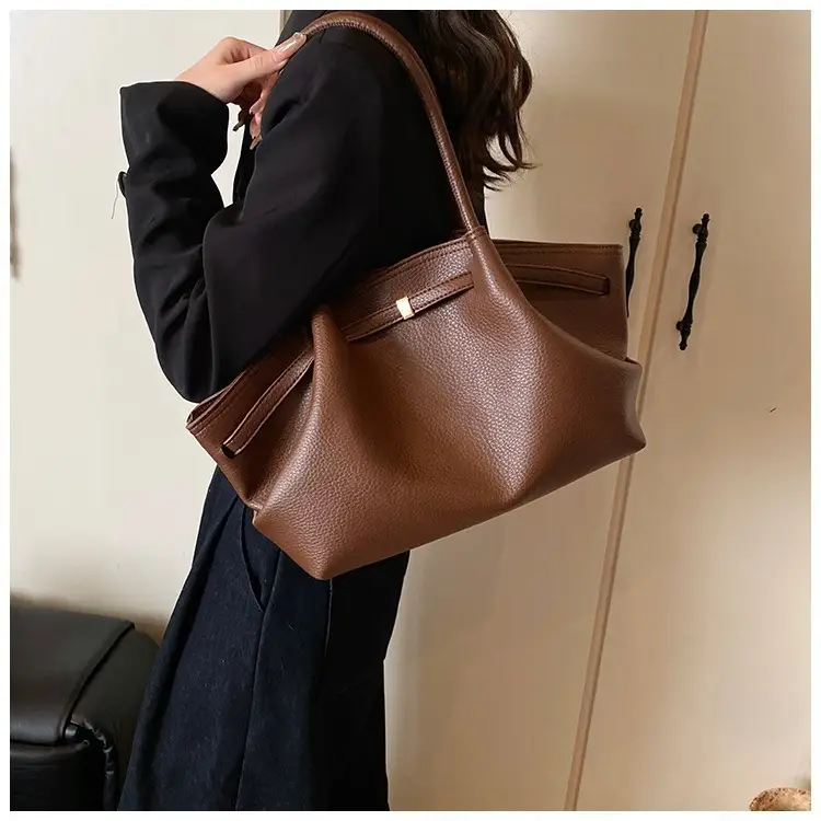 Hand-Carrying Fashionable Large-Capacity Tote Bag 2025 New Trendy Fashionable Textured Pleated Shoulder Bag for Work and Commuting Women's Bag — feature 12