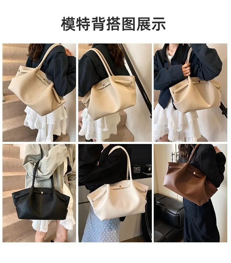 Hand-Carrying Fashionable Large-Capacity Tote Bag 2025 New Trendy Fashionable Textured Pleated Shoulder Bag for Work and Commuting Women's Bag — feature 2