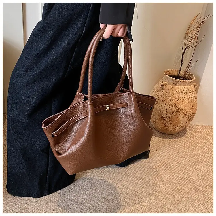 Hand-Carrying Fashionable Large-Capacity Tote Bag 2025 New Trendy Fashionable Textured Pleated Shoulder Bag for Work and Commuting Women's Bag — feature 9