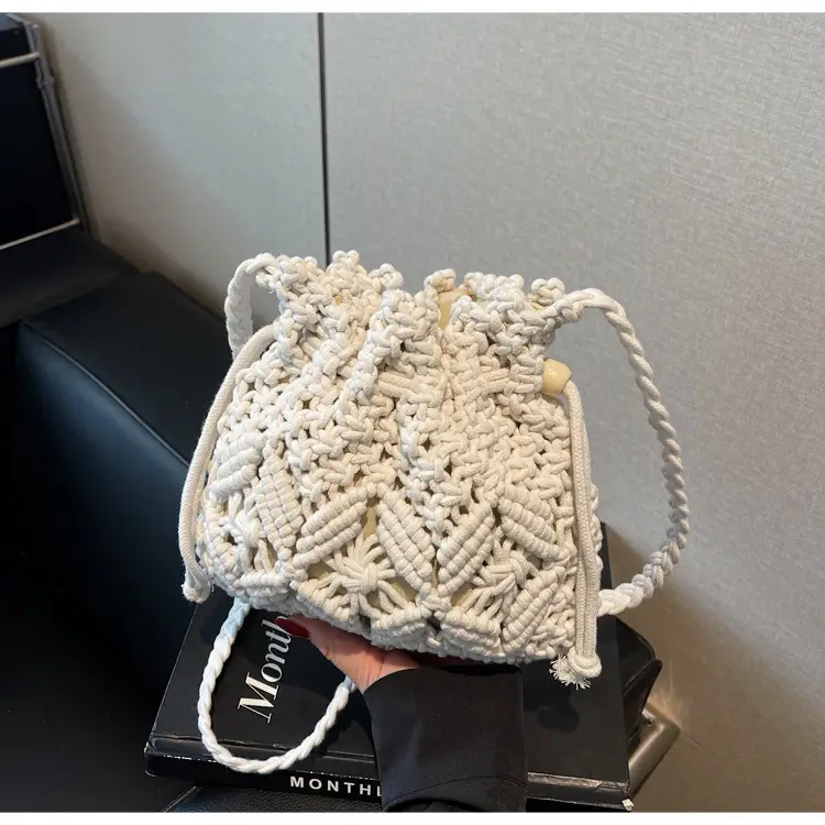 Retro Urban Crossbody Bag Women Cotton Rope Crochet Tan — feature 13
