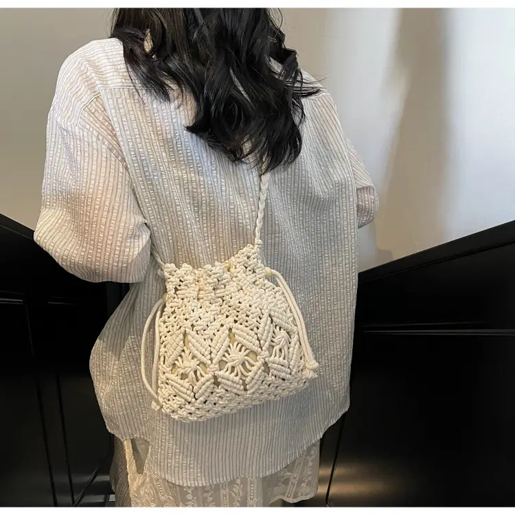 Retro Urban Crossbody Bag Women Cotton Rope Crochet Tan — feature 16