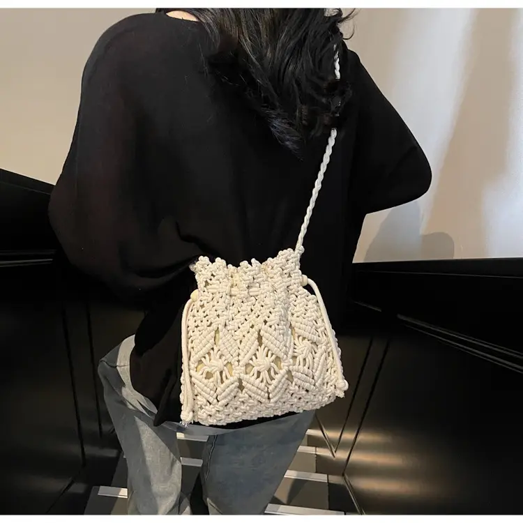 Retro Urban Crossbody Bag Women Cotton Rope Crochet Tan — feature 18