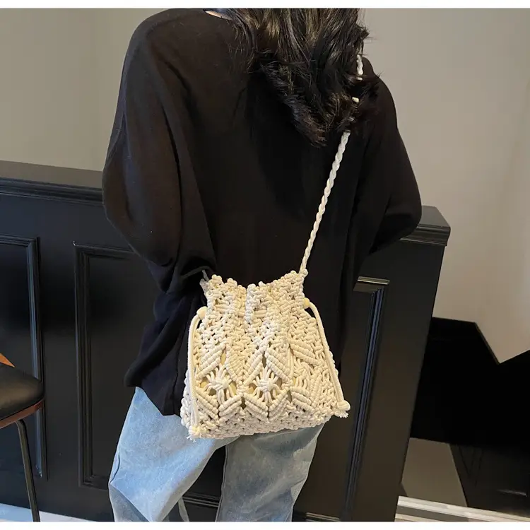 Retro Urban Crossbody Bag Women Cotton Rope Crochet Tan — feature 19