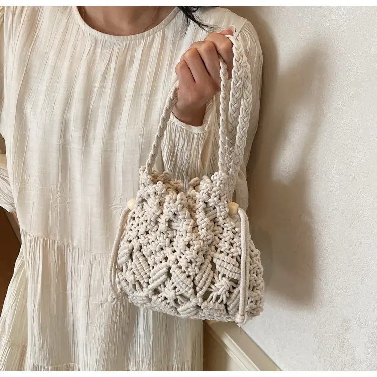 Retro Urban Crossbody Bag Women Cotton Rope Crochet Tan — feature 22