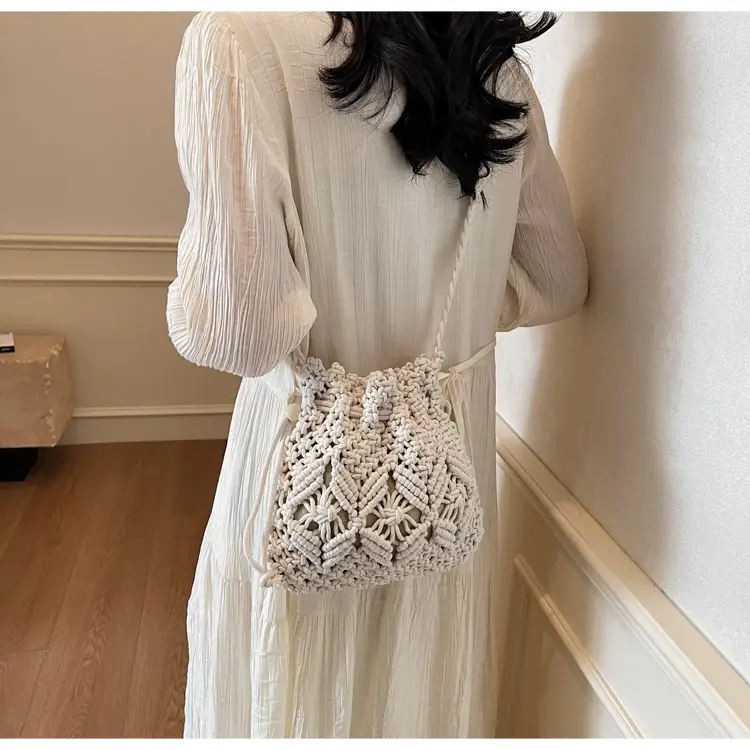 Retro Urban Crossbody Bag Women Cotton Rope Crochet Tan — feature 23