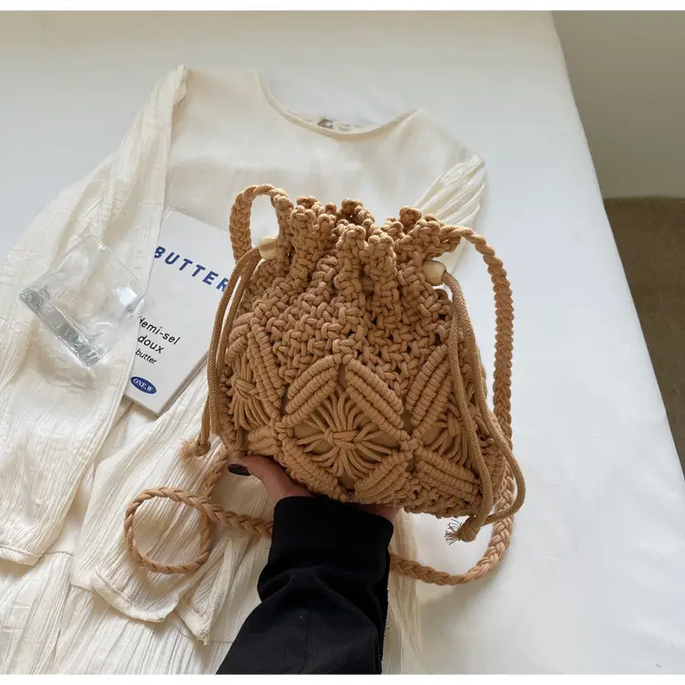 Retro Urban Crossbody Bag Women Cotton Rope Crochet Tan — feature 26