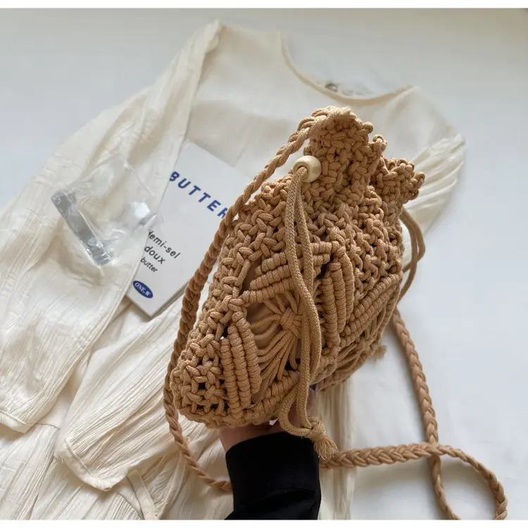Retro Urban Crossbody Bag Women Cotton Rope Crochet Tan — feature 27